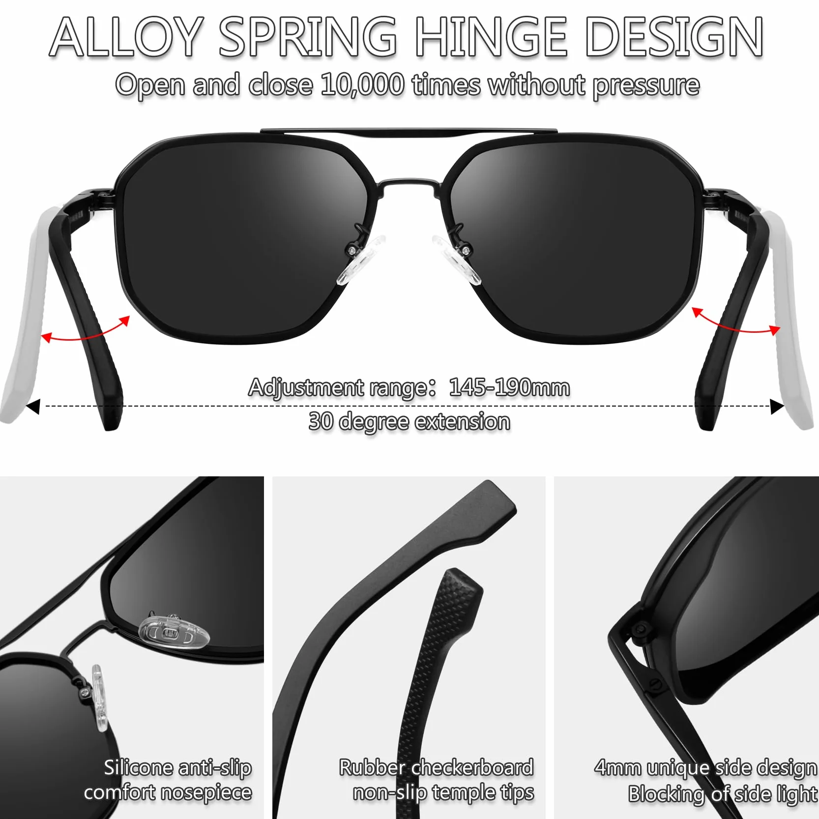 KANASTAL Retró Gafas de Sol Polarizadas Metálica de Alta Resistencia, Bisagra de Resorte Protección UV400 - Unisex para Conducción, Viajes y Pesca
