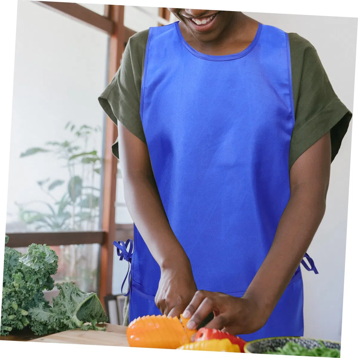 Delantal Unisex Sin Mangas Azul, Tela Duradera, Delantal De Cocina y Peluquería Para Hombre y Mujer, Adecuado Para Limpieza y Trabajo Restaurante, Ajustable y Transpirable