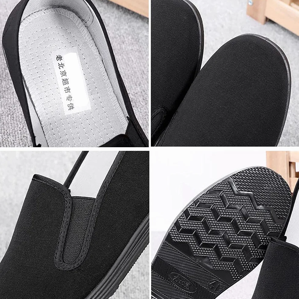 Zapatillas Chinas de Kung Fu de Lona para Artes Marciales, Zapatos de Tai Chi, Suela de Goma, Unisex, Todo Negro