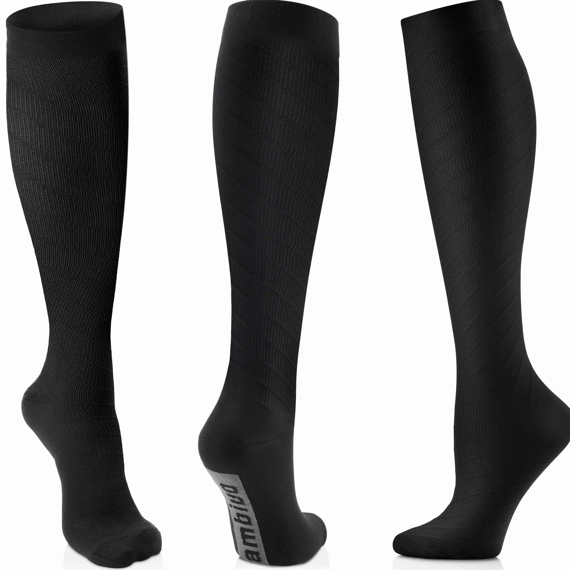 CAMBIVO 3 Pares Medias de Compresion Mujer y Hombre, Calcetines Compresivos Enfermera, Calcetines de Compresion para Running, Deporte, Ciclismo, Futbol, Volar (negro/gris, L/XL)