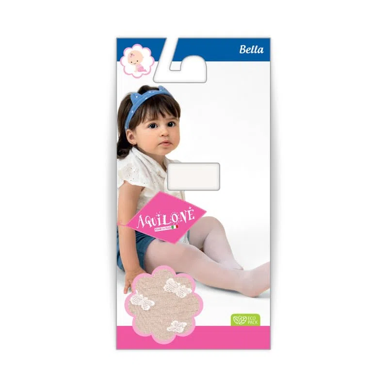 AQUILONE Medias Bella para Recién Nacido, Leotardos Transparentes con Bordado de Corazón para Fiesta – Made in Italy