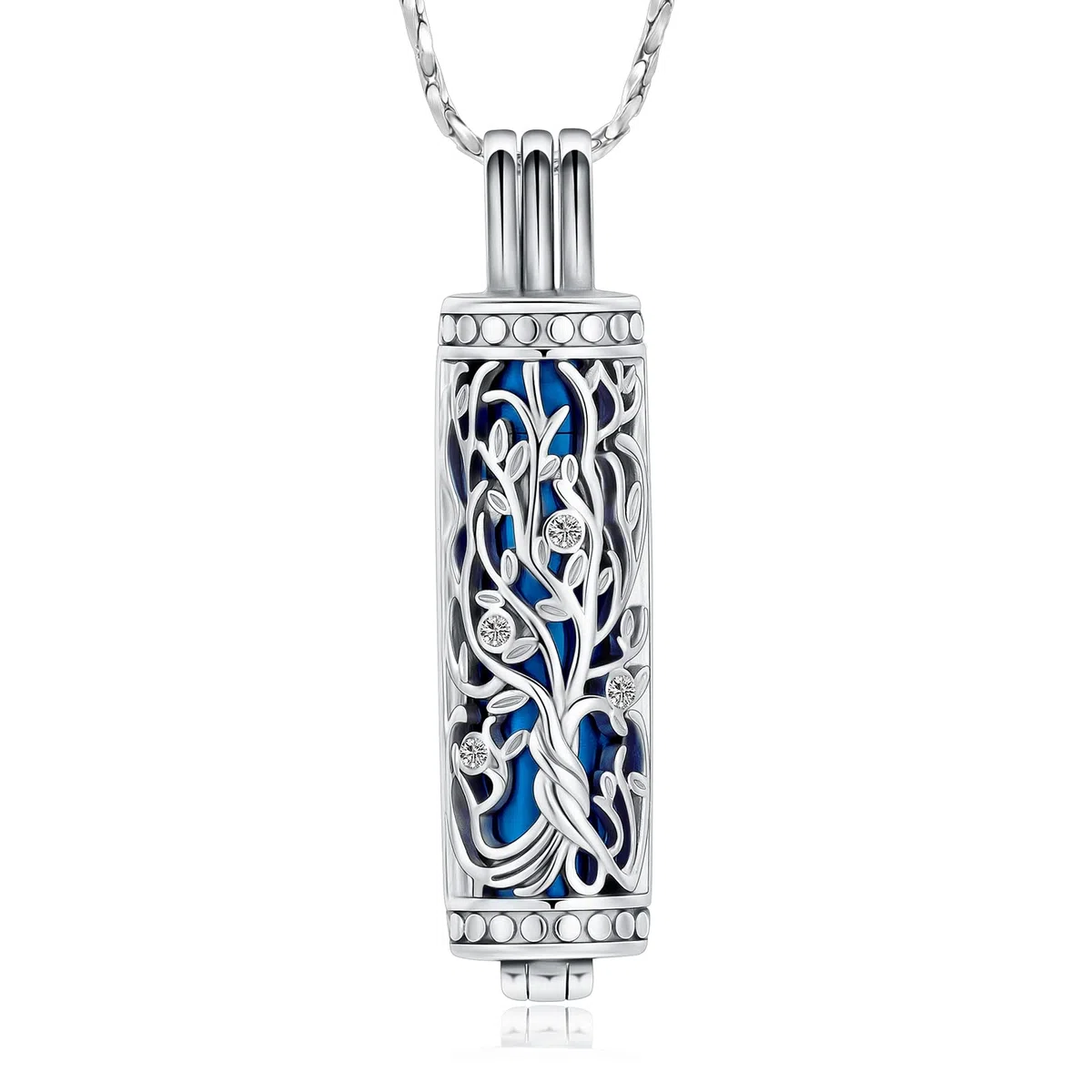 Urna Collar de Cenizas para Mujeres Hombres Árbol de la Vida Cilindro Cremación Joyería Vial Cremación Ceniza Colgante Memorial Joyería Regalos Cenizas Collar