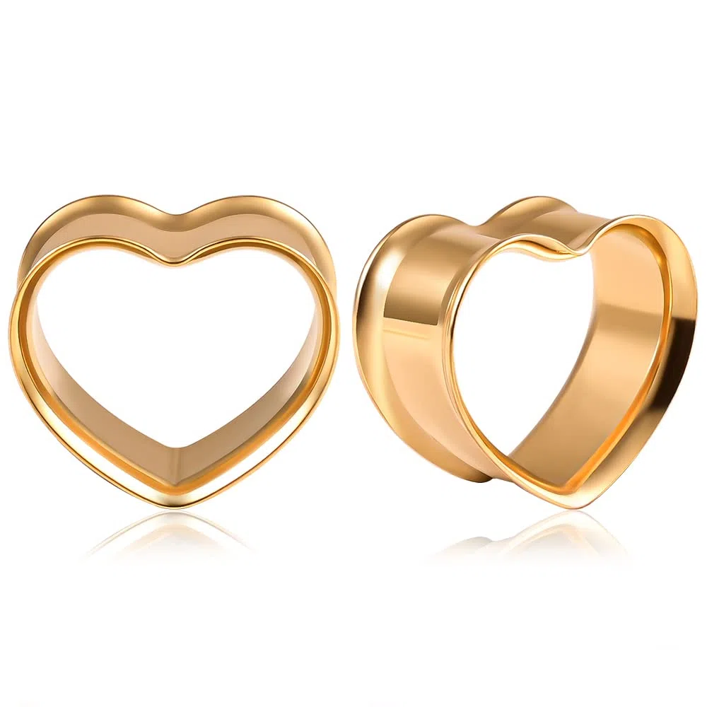 Vankula Dilataciones Orejas 1 Pare Tunel tapones Expansaor Doble Acampanados Corazón acero inoxidable Oreja piercing de joyería para Mujer Hombre 8mm a 25mm