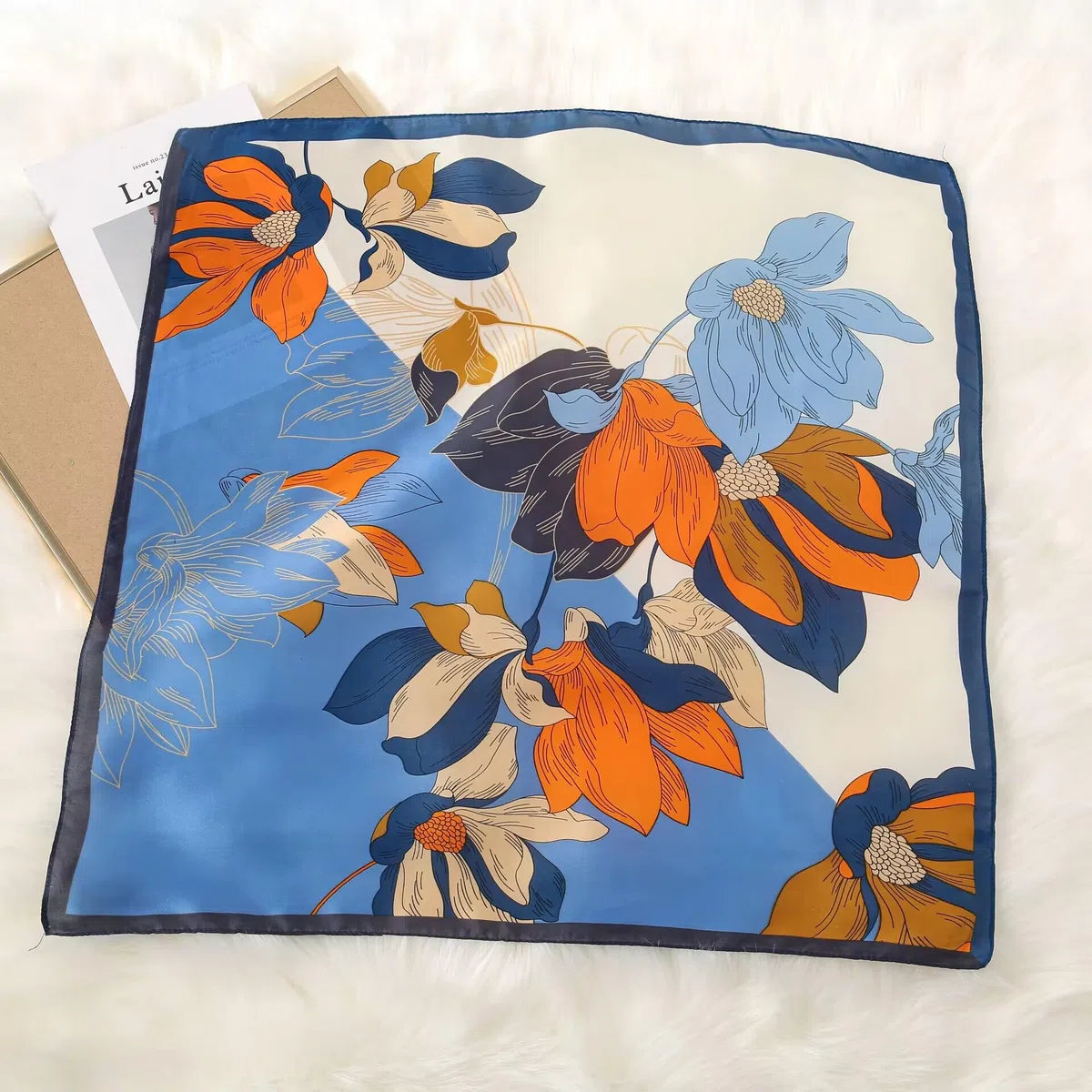 5 Piezas Scarf Cuadrado para Mujers, Pañuelos Cabeza Mujer de Satén Sintético, Bandanas, Colores Vibrantes, 5 Diseños, para Usar Como Tocado, Bufanda, Diadema o Pulsera