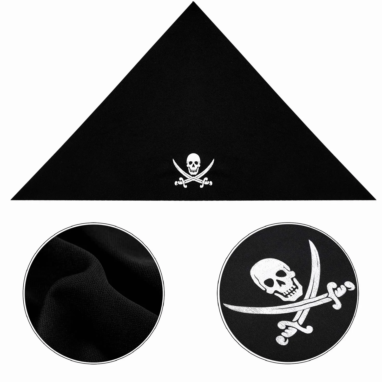 12 Piezas de Pañuelo de Pirata Braga de Cabeza de Capitán Negra para Fiesta Temática, Favores de Halloween y Niños (Estilo A)