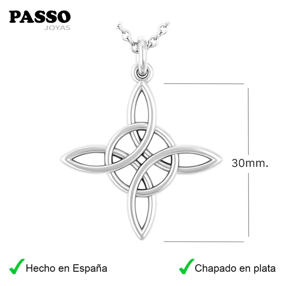 Collar Nudo de Bruja en plata de 30mm con cadena - Este es un poderoso amuleto capaz de crear y repeler hechizos