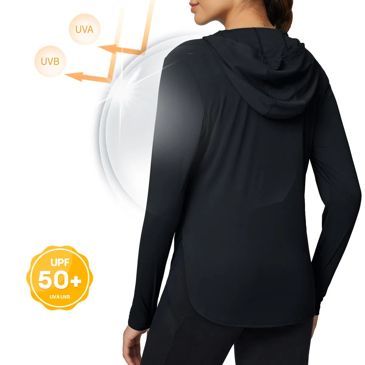 Mujer Sudadera con Capucha UPF 50+ UV Manga Larga con Protección Solar Deporte Femenino de Manga Larga para Deportes al Aire Libre Surf Natación Correr etc