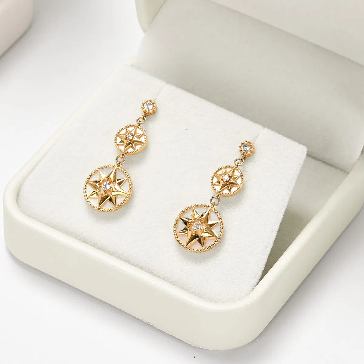 Oirlv Beige Pu Cuero Caja Pendientes,Caja Pendientes Regalo,Earring Box,Para Cumpleaños,San Valentín,Aniversario
