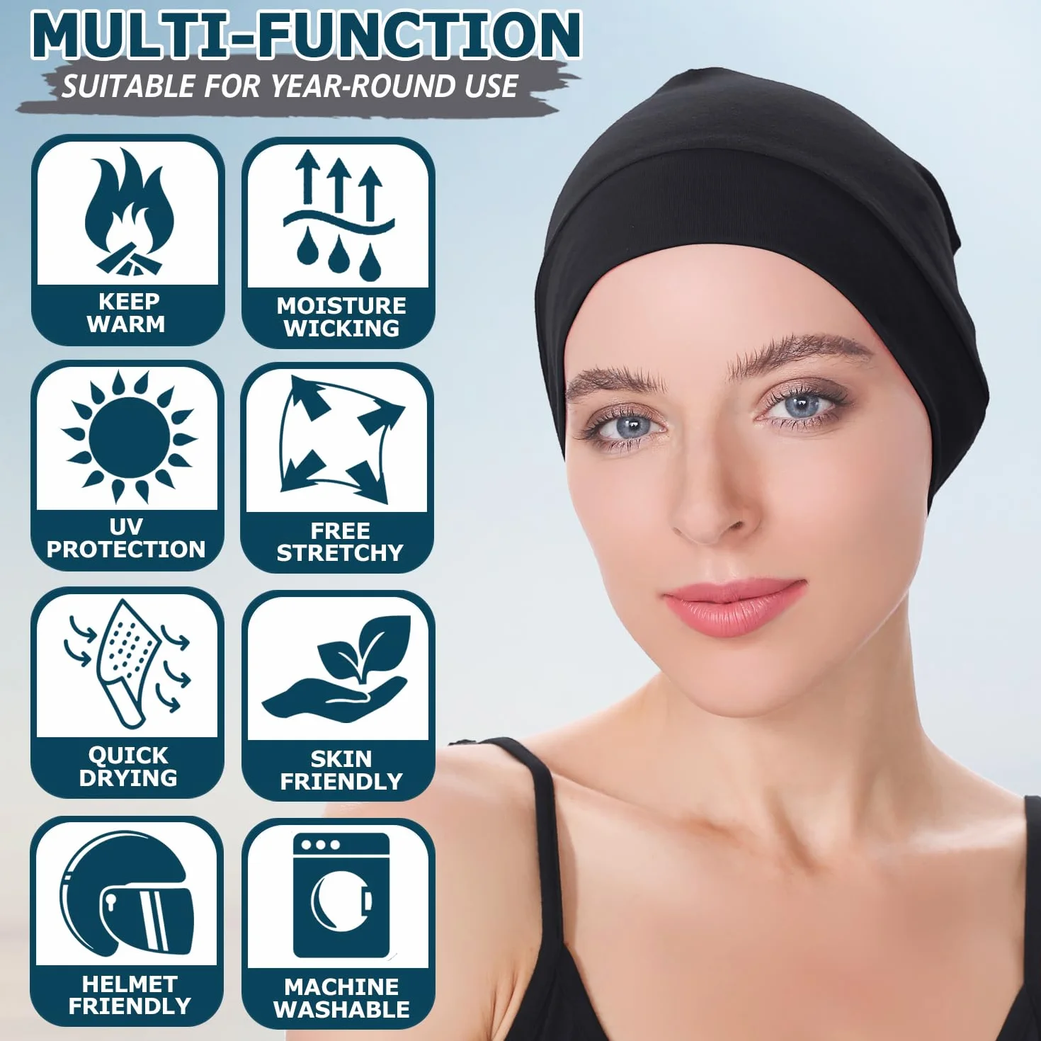 EINSKEY Gorros de Algodon Hombre Mujer, Multifuncional Transpirable Skull Cap para Running, Ciclismo, Dormir, Quimioterapia Oncologico