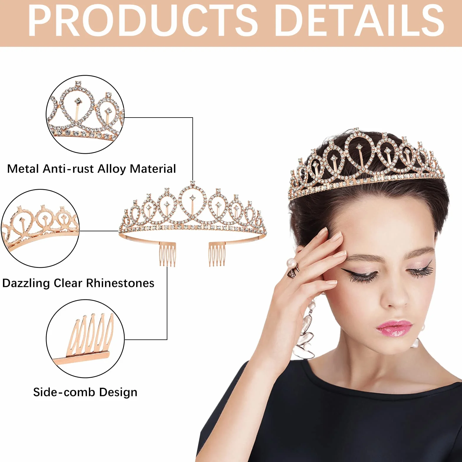 POPOYU Banda y Tiara de Reina de 70 Cumpleaños, Corona y Banda de Oro Rosa de 70 Cumpleaños para Ella, Decoraciones de Fiesta de 70 Cumpleaños para Mujeres, Accesorios de Fiesta, Conjunto de Disfraz