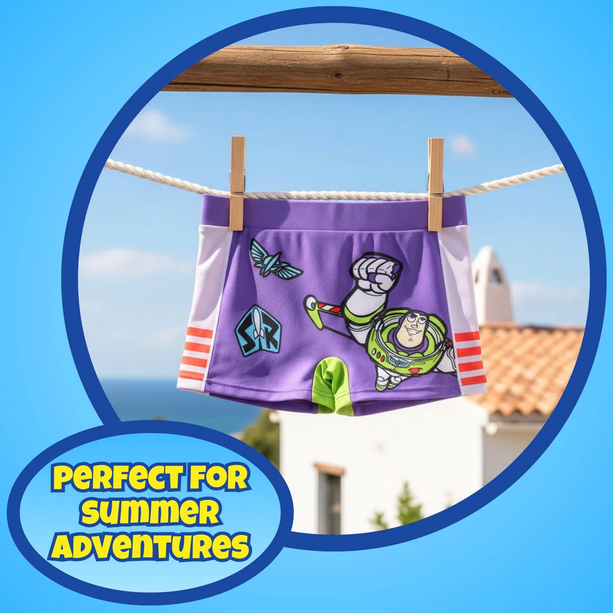 Disney Pixar Toy Story Bañador para Niño, Buzz Lightyear Shorts de Baño Boxer, Bañador de Natación Infantil, Tallas 3 a 8 Años