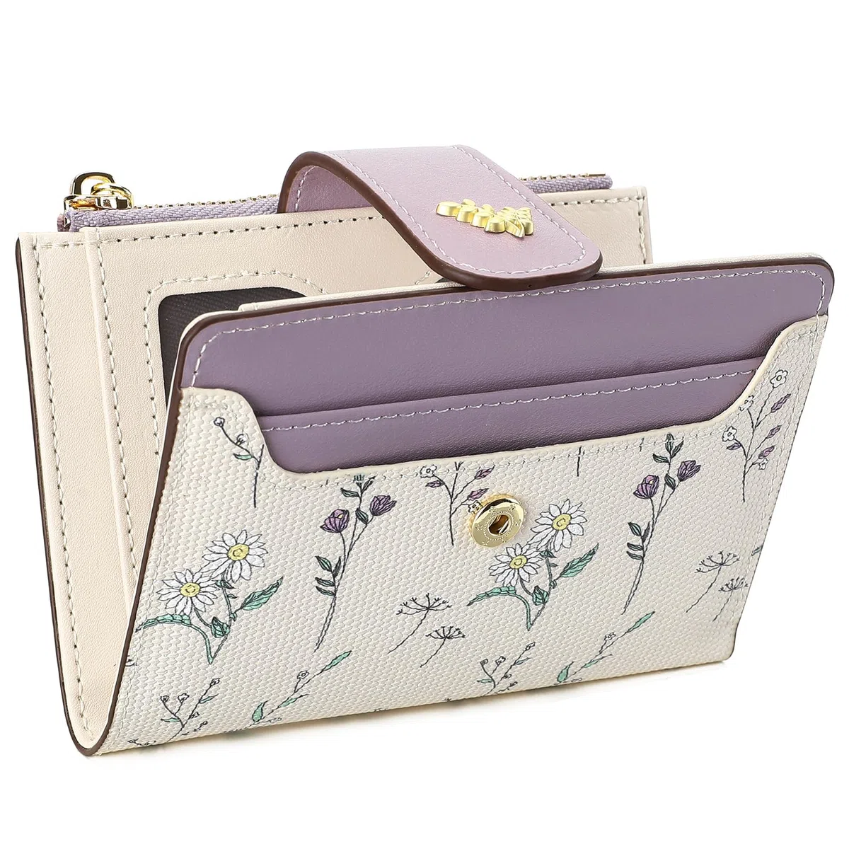 GAEKEAO Cartera Mujer Pequeña RFID Bifold de Cuero de Bloqueo con Cremallera Cartera Titular de la Tarjeta de Crédito con Ventana de Identificación