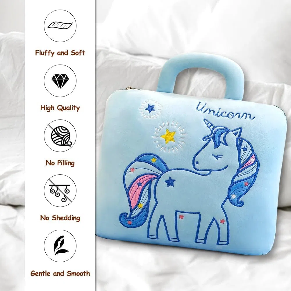 Manta y Almohada de Viaje 2 en 1, Franela Almohada y Manta 2 en 1 Portátil, para Adultos y Niños, para Sofá Cama Silla de Oficina Vuelo Largo Esencial, Tren y Camping