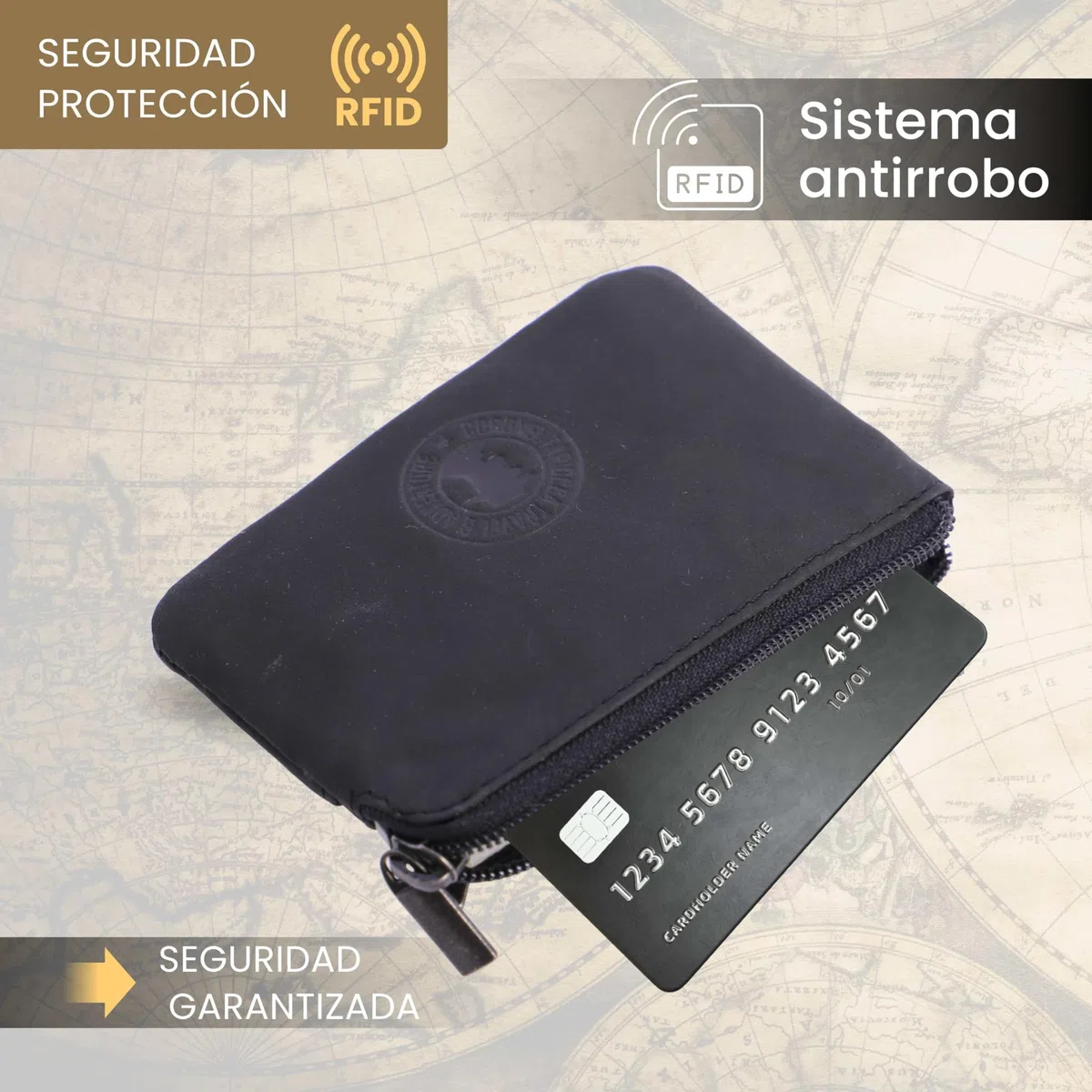 Coronel Tapioca - Carteras para Hombre de Piel - Cartera con Monedero - Monedero Casual - Tarjetero Hombre Gran Capacidad Cierre de Cremallera