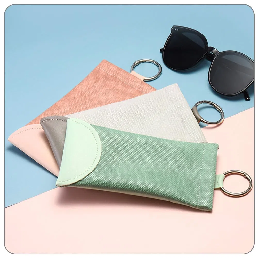 Funda Gafas Blanda, Piezas Cuero Negro Estuche Gafas, Botones Presión Moda Funda Gafas de Sol, para Gafas Sol, Gafas Miopía, Gafas Lectura