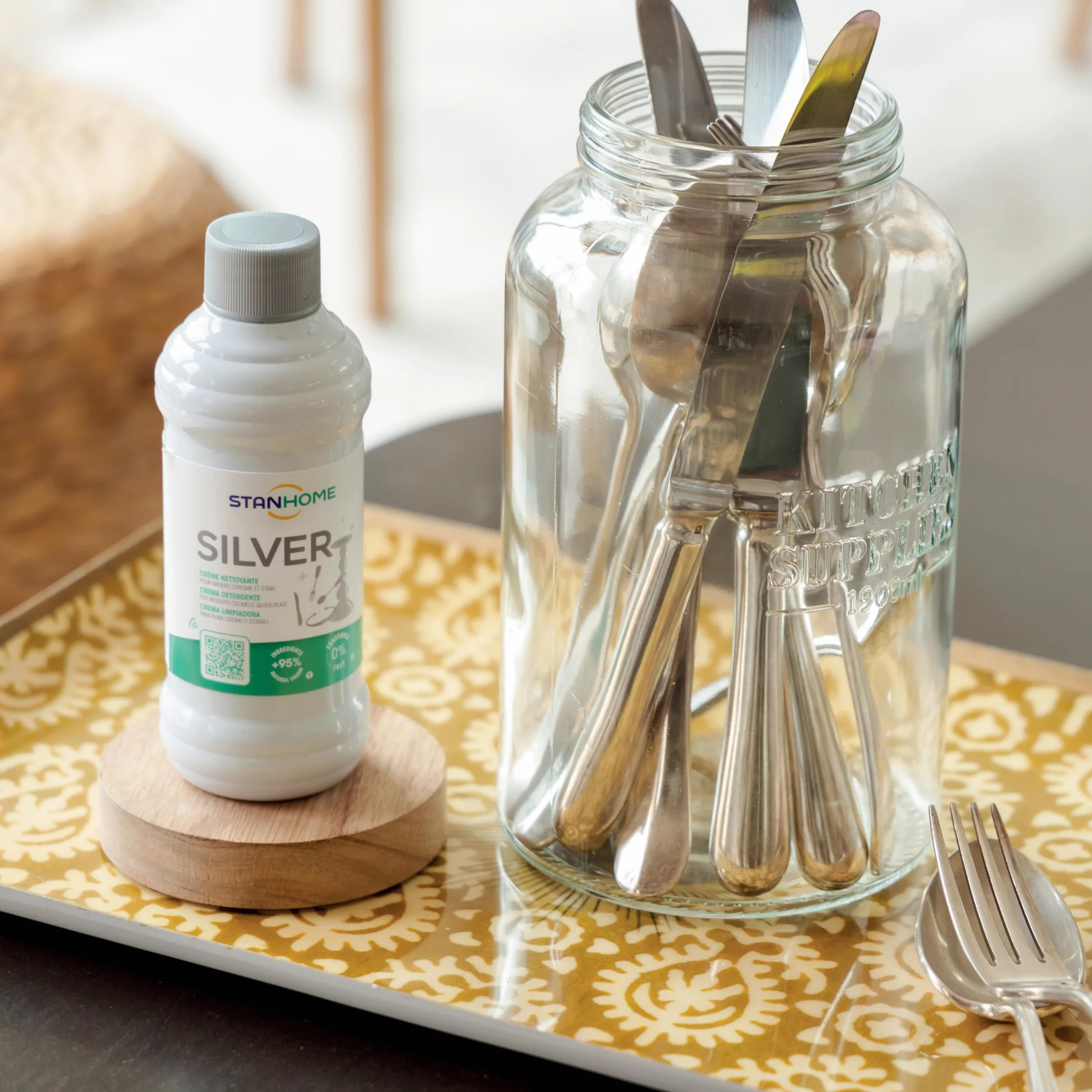 STANHOME | Crema Antioxidante para Plata, Cromo y Silver-Plate SILVER, Limpiador para Limpiar y Proteger la Plata, 250 ml