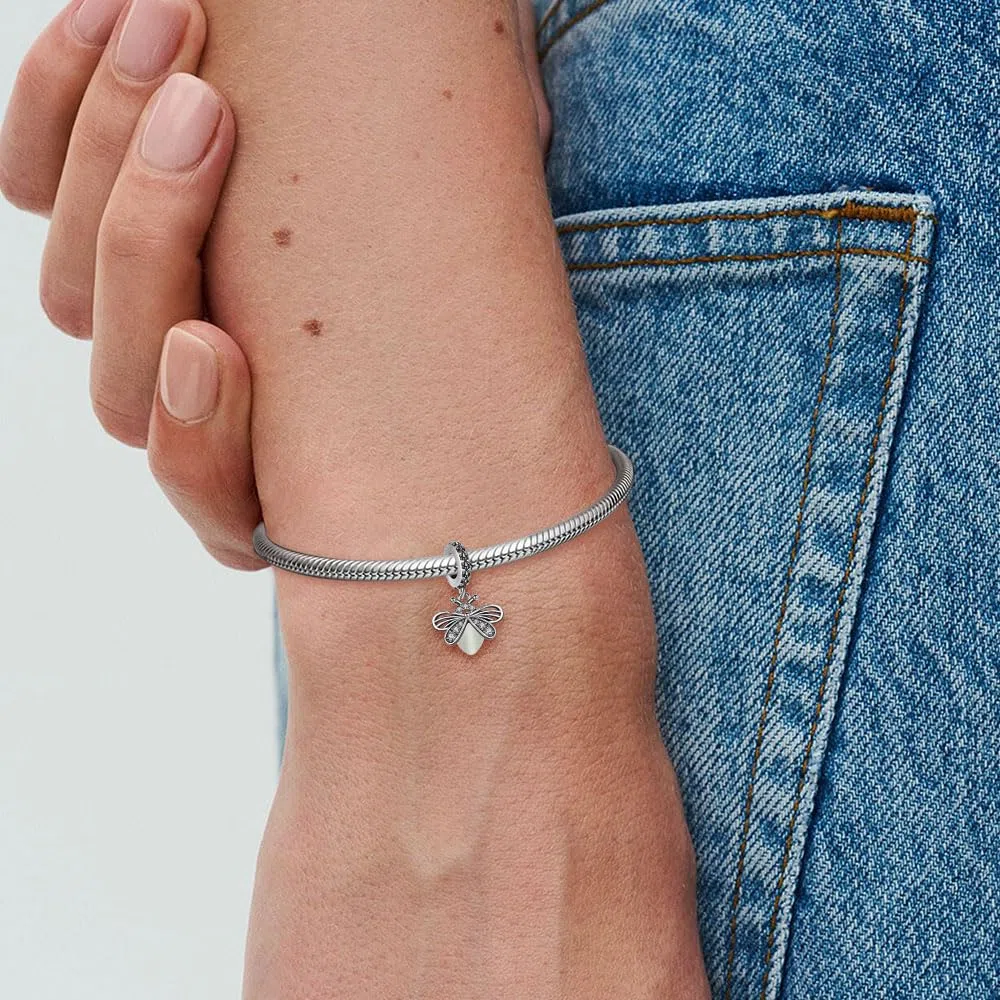 Amor Charms Abalorios Colgante de Cuentas Plata de Ley 925 con Circonita Cúbica 5A Compatible con Europeo Pulsera Collar,Pulsera Y Collar Para Mujeres Como Regalo Para Madres Y Amigos