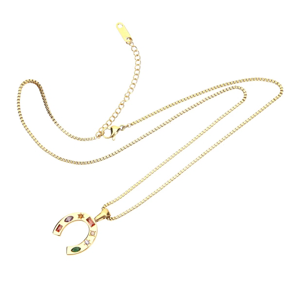 Collar Dije de Herradura en Forma Minimalista para Mujer, Acero Inoxidable Dorado, Elegante y Único para Fiestas y Ceremonias