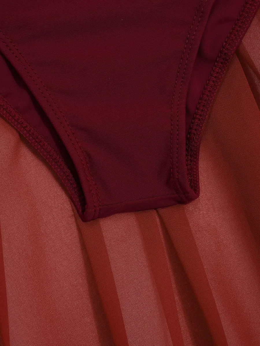IEFIEL Maillot Patinaje Artistico Niña con Falda de Gasa Leotardo Ballet de sin Manga Vestido de Danza Lirica Contemporánea y Gimnasia Disfraz de Bailarina