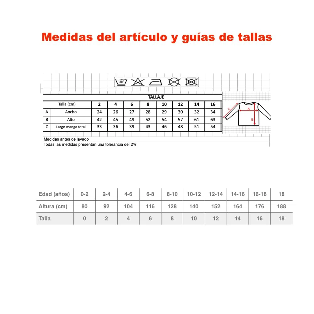 FERRYS - 5184 - Camiseta Manga Larga Básica Niños - 100% Algodón Peinado - Fabricado en España