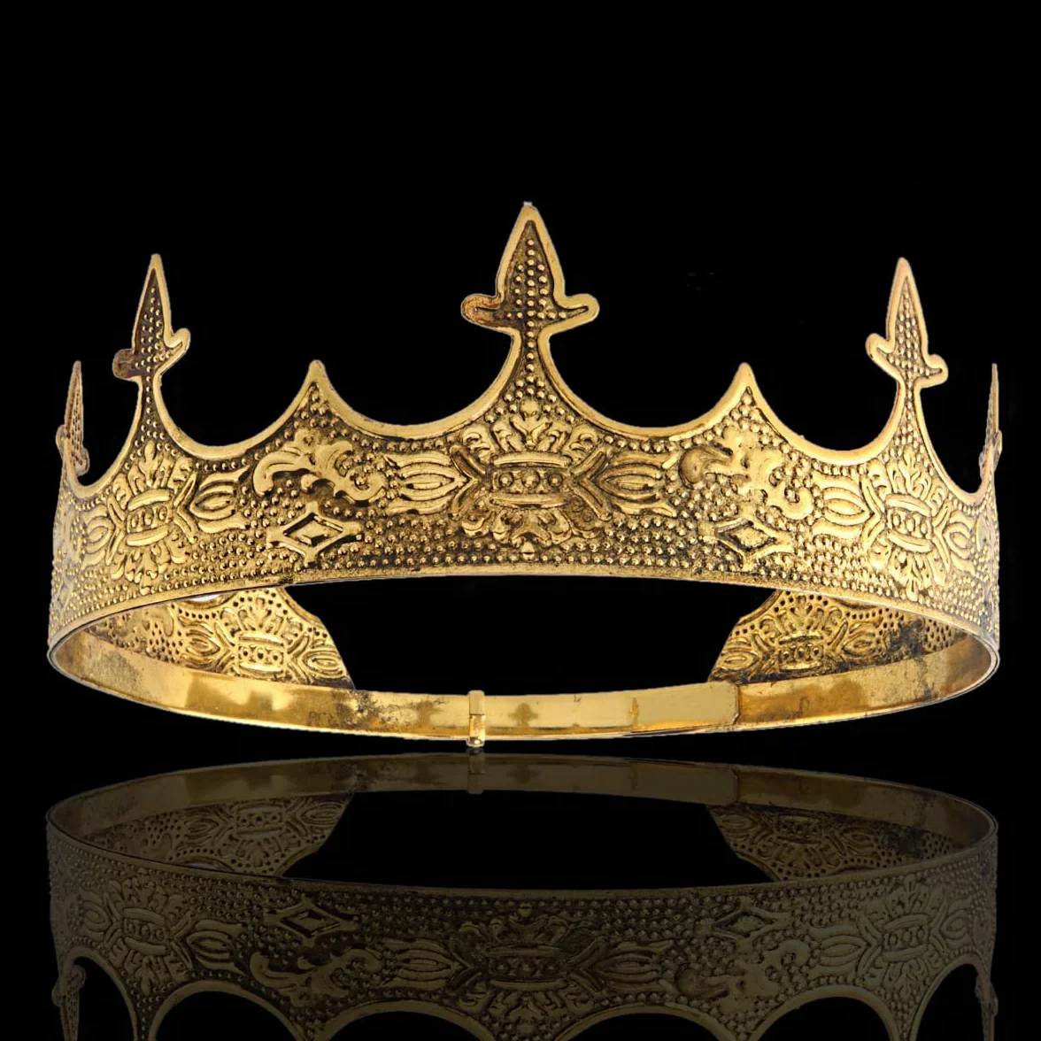 Tiara de corona real de joyería para cabello de rey, tiara grande de metal para hombres, disfraz de Halloween, M, Metal