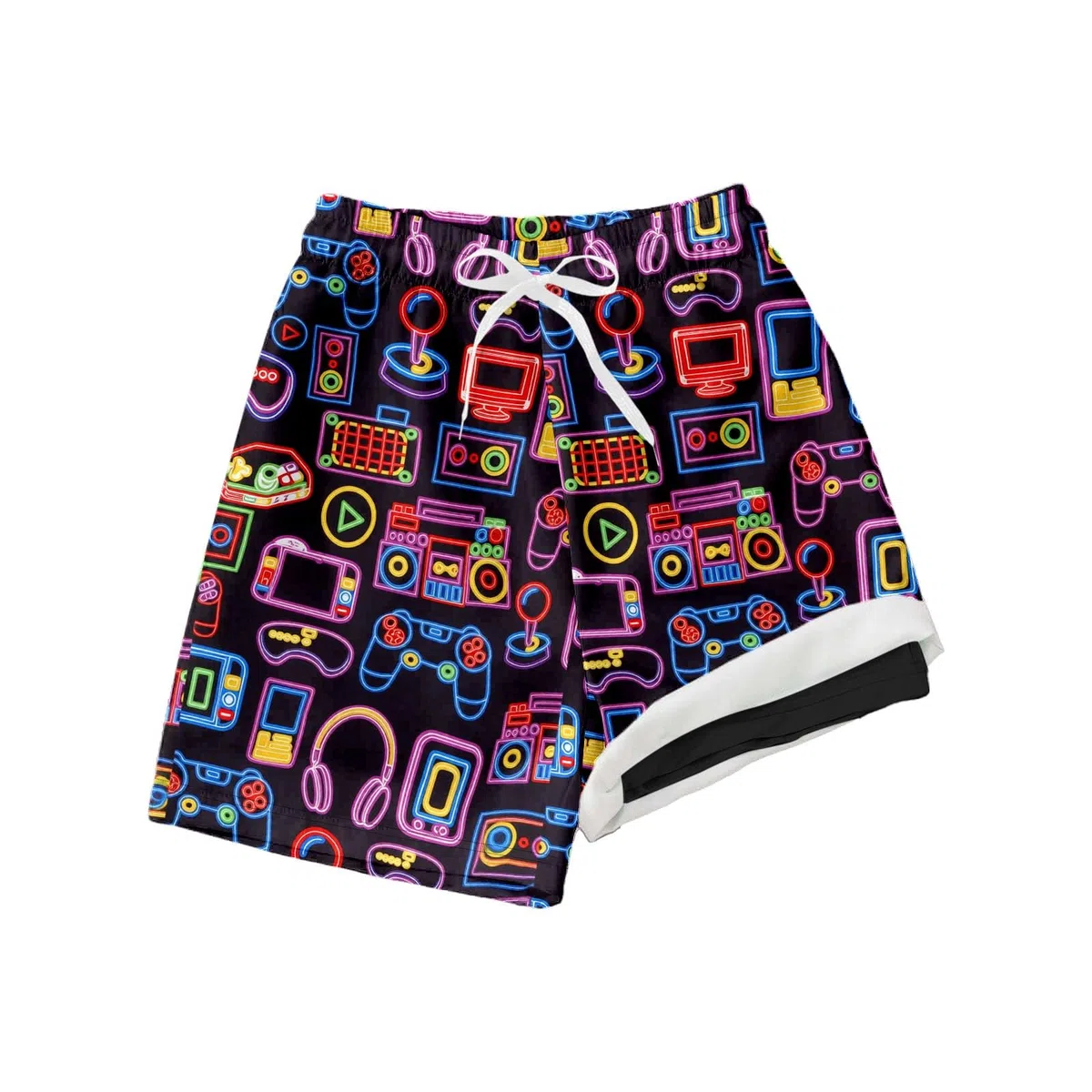 Bañador para niño con Estampado de Consola de Videojuegos y Auriculares, Pantalones Cortos de Playa para Adolescentes.