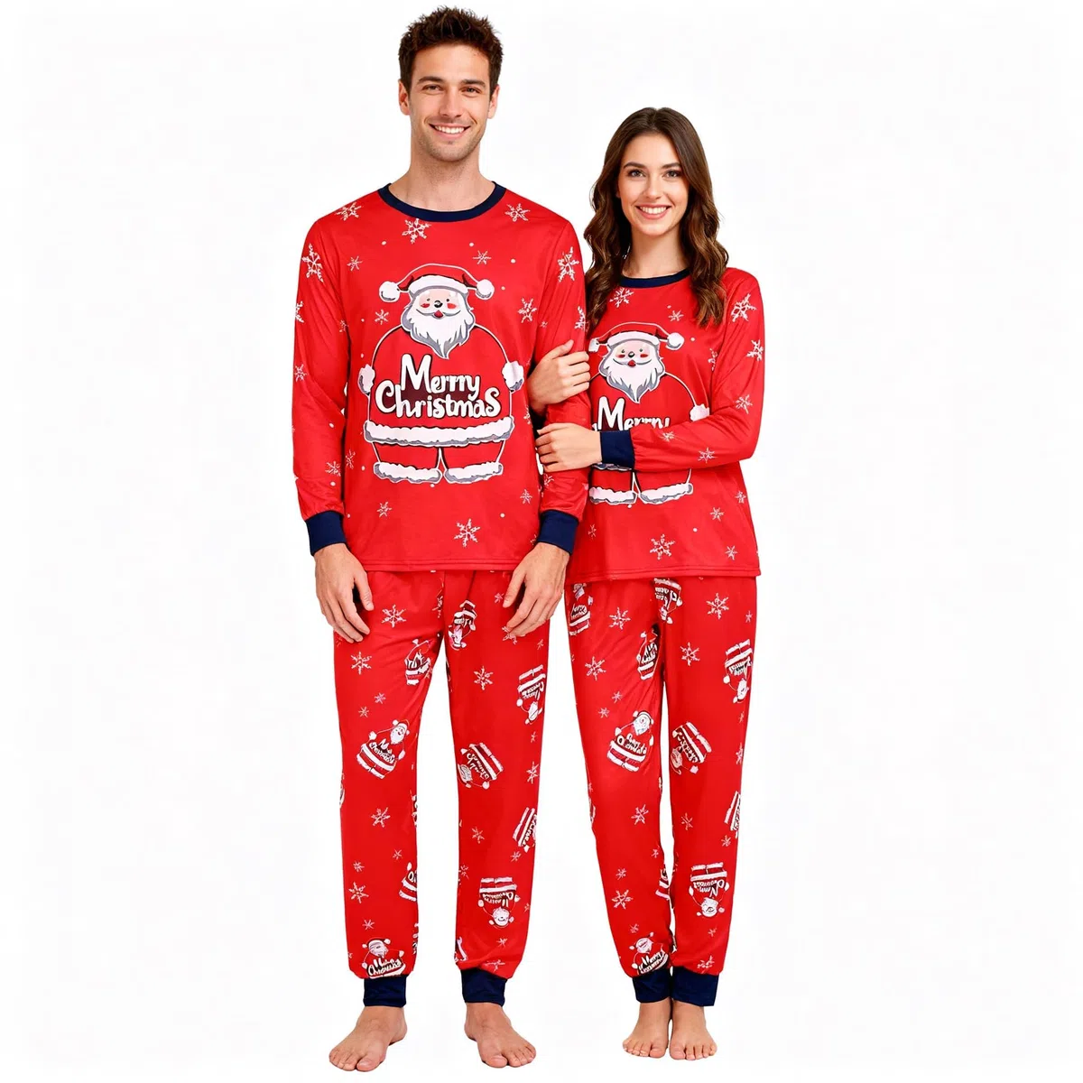 GRPSKCOS Pijamas de Navidad para adultos, pijamas de Navidad para adultos, pijamas largos a juego, conjunto de pijamas de Navidad para hombres y mujeres