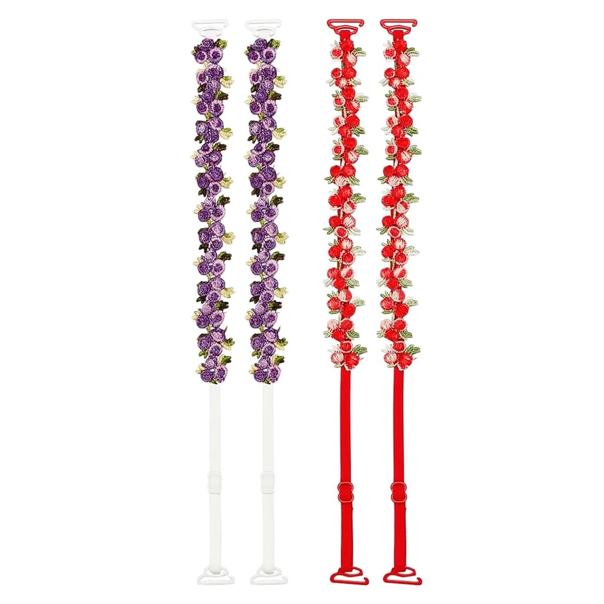 4 pares de tirantes decorativos florales para sujetador: repuesto ajustable y extraíble, estilo invisible para tirantes de hombro.