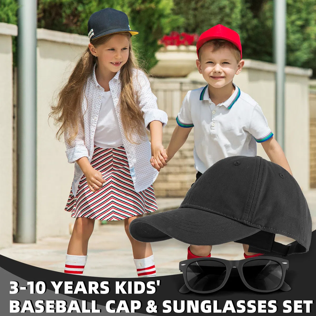 MK MATT KEELY Gorra Niño Gafas de Sol Niña 3-10 Años Set 2 Piezas Gorra Béisbol con Visera Protección UV Infantiles Verano para Regalos