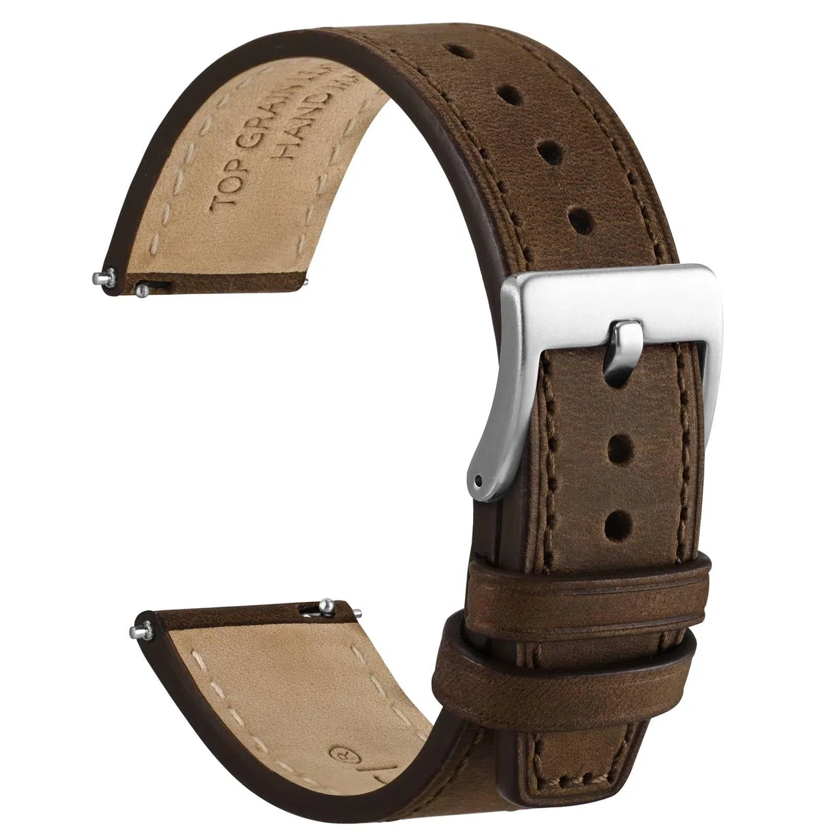 WOCCI Elite Correa de Reloj, Cuero de Grano Superior, Liberación Rápida, Ancho de Banda 18mm 20mm 22mm