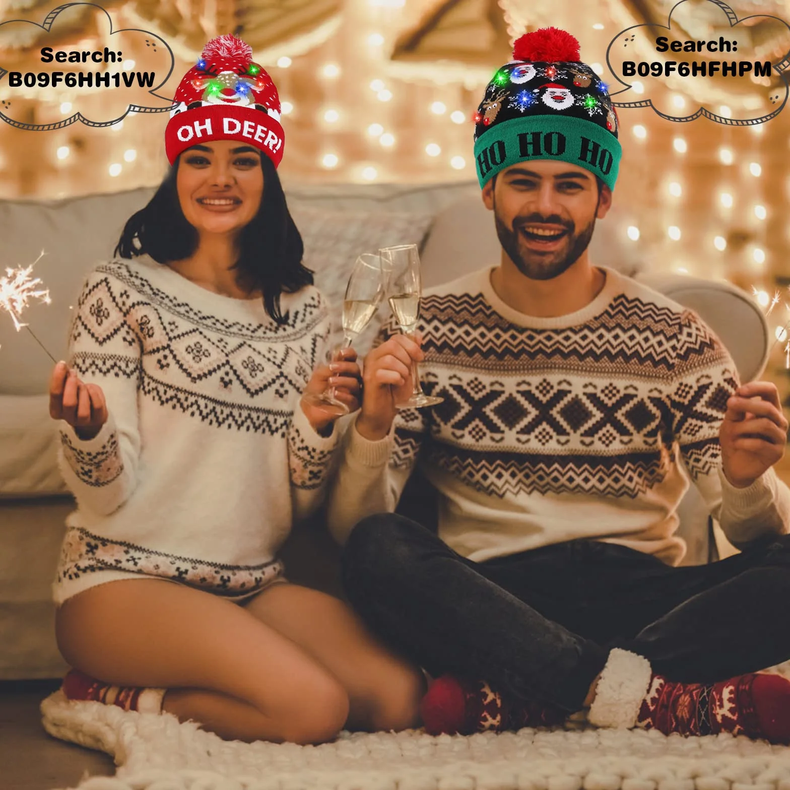 Diealles Shine Navidad Sombrero LED, Sombrero de Beanie de Invernal, Mütze Beanie Gorro de Punto para Mujer Hombre(Rojo)