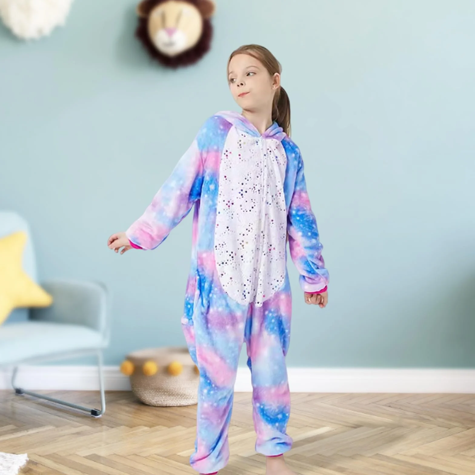 Pijama de unicornio para niños, pijama con capucha, mono, conjunto de pijama, ropa de dormir con capucha, pijama de animales, suave, cosplay, disfraz de Halloween, carnaval, fiesta