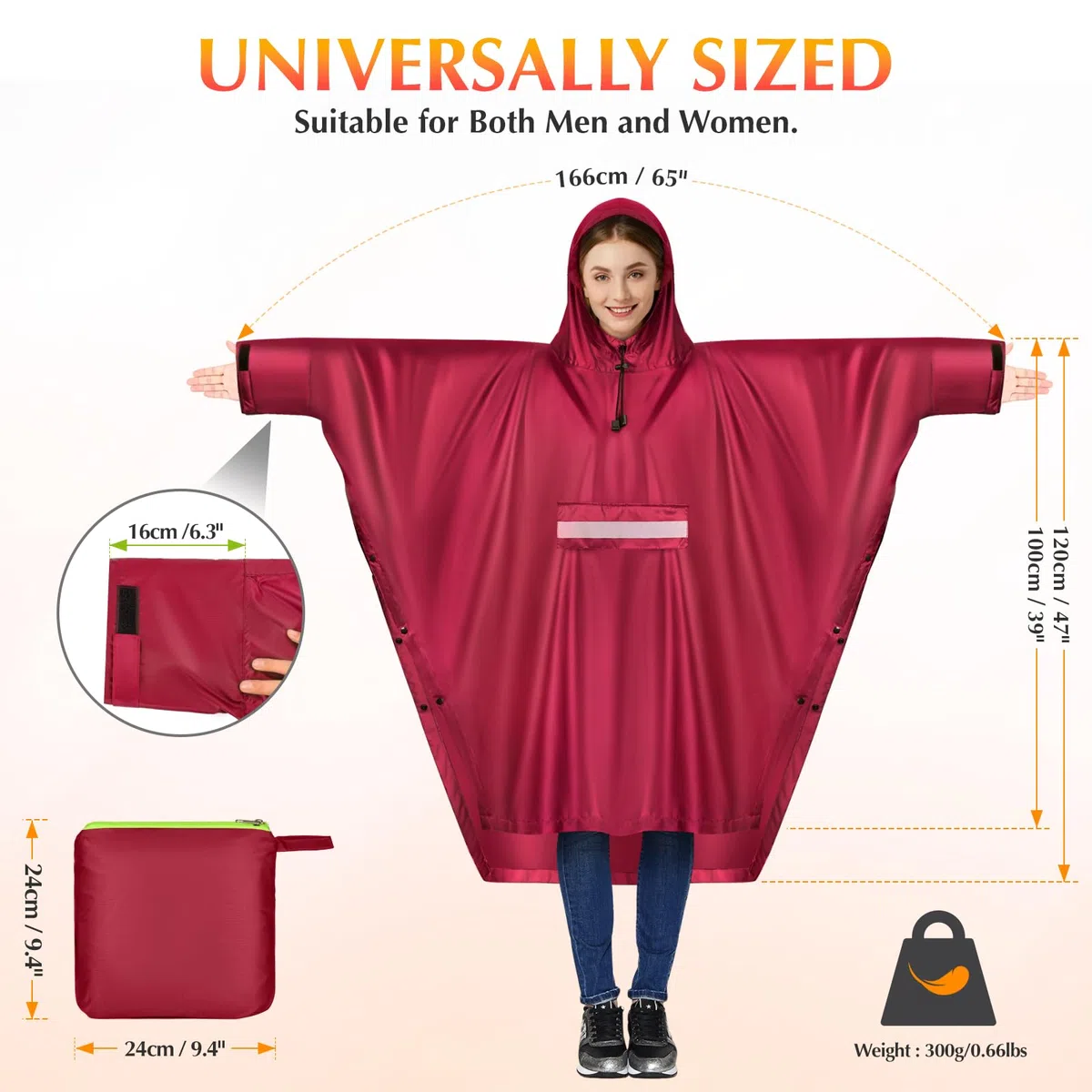 Chubasquero Impermeable para Lluvia, Mujer Unisex Ligeros Poncho de Lluvia Impermeable Multiuso Impermeable para el Aire Libre Campamento Excursionismo y Pesca