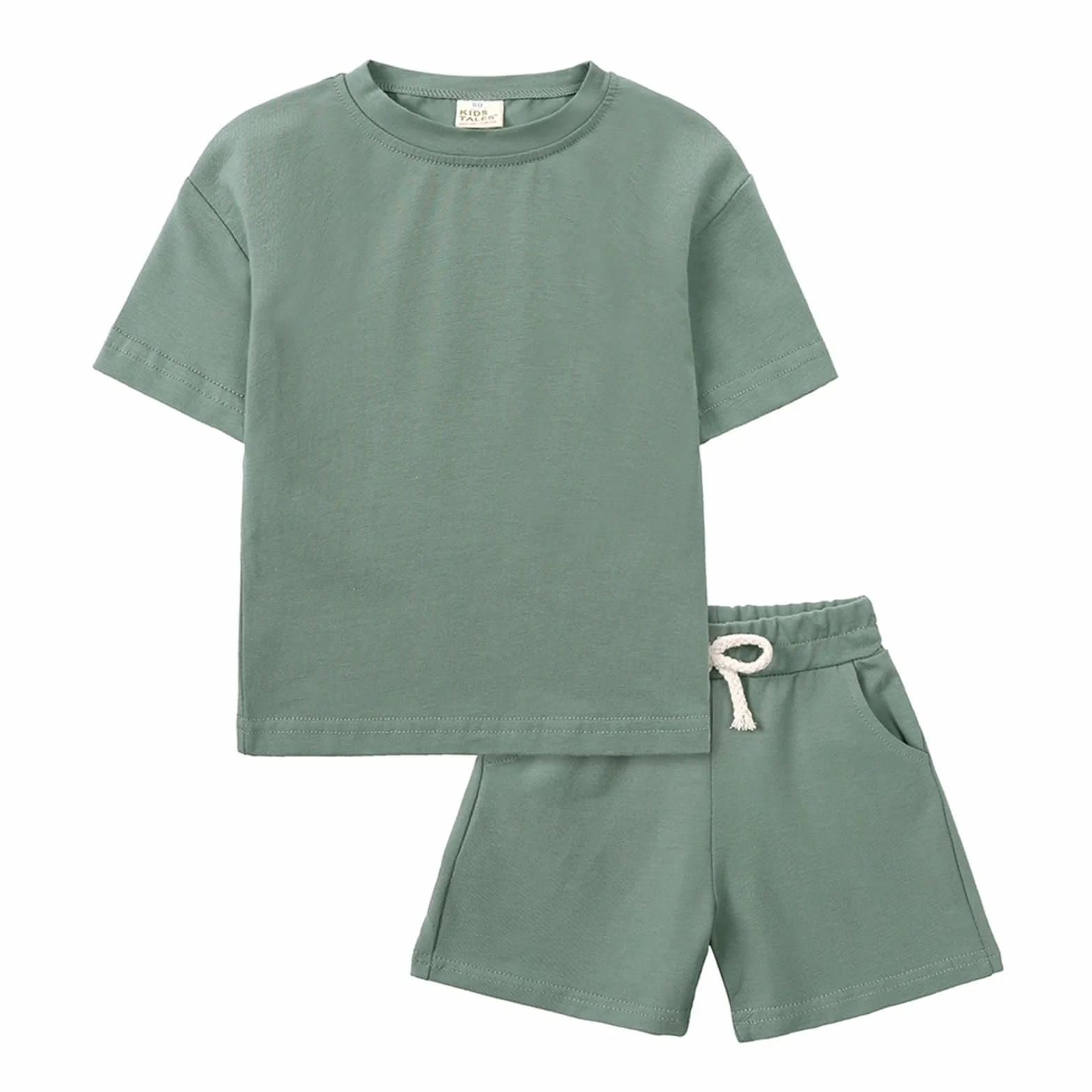 Genérico Conjuntos de Algodón Niños 2 Piezas Camiseta de Manga Corta y Pantalón Corto con Cintura Elástica Chándal de Deportivo Niño Niña Ropa de Verano para 6 Meses - 13 Años