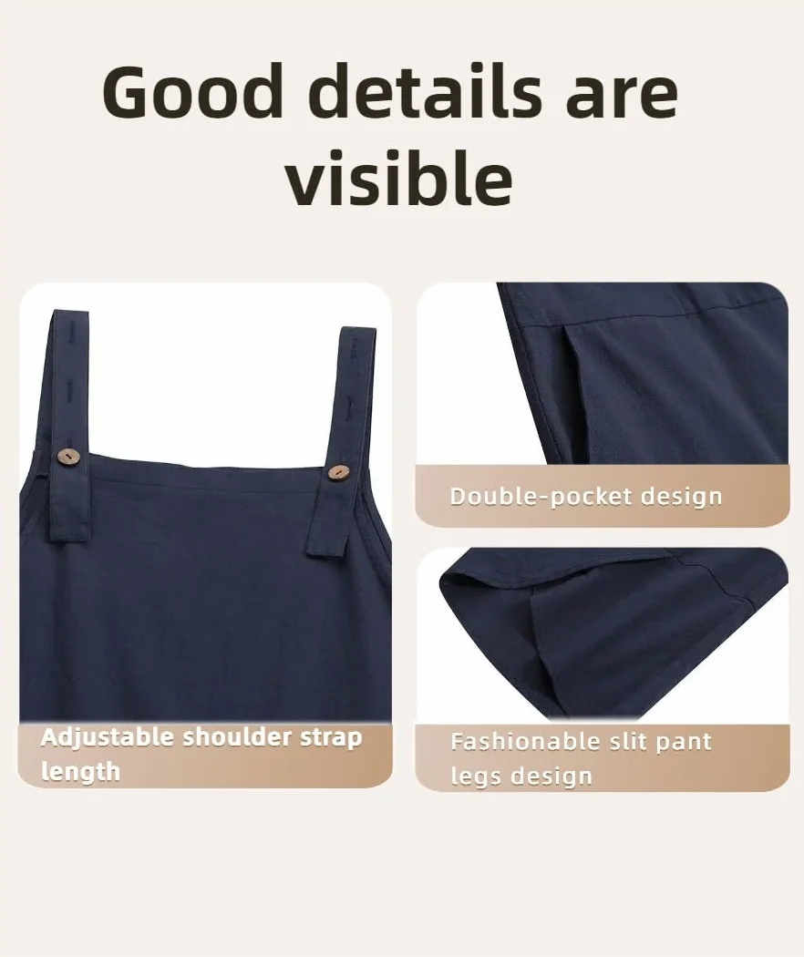 Mono Mujer Verano Peto para Mujer Grande Overol Holgado Ajustable Casual Suelto Mameluco Sin Mangas de Tirantes Pantalones con Peto Pieza Holgado Suave y Confortable Jumpsuit