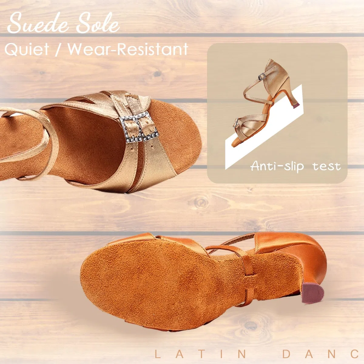 Hixingo Zapatos de Baile Latino Mujer Brillo 5.5CM, Zapatos Salsa Mujer Tacón Cubano Práctica Profesional para Salsa Tango y Bachata, Fiesta Carnaval