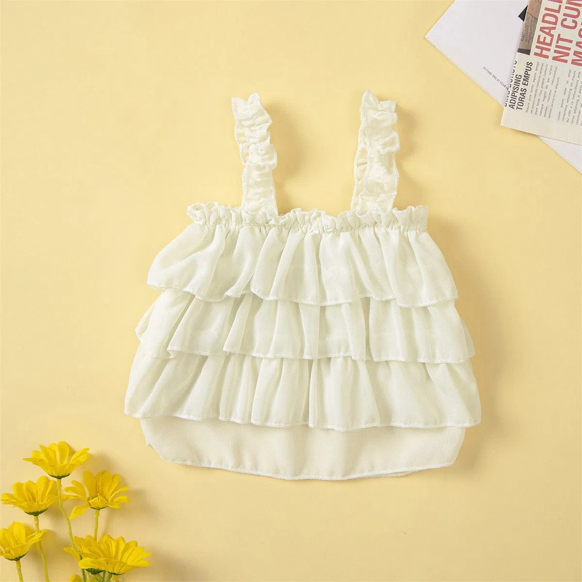 Conjunto de Pantalones Cortos y Camiseta para Bebé Niña Algodón Sólido Sin Mangas Jeans Ropa Primavera Verano