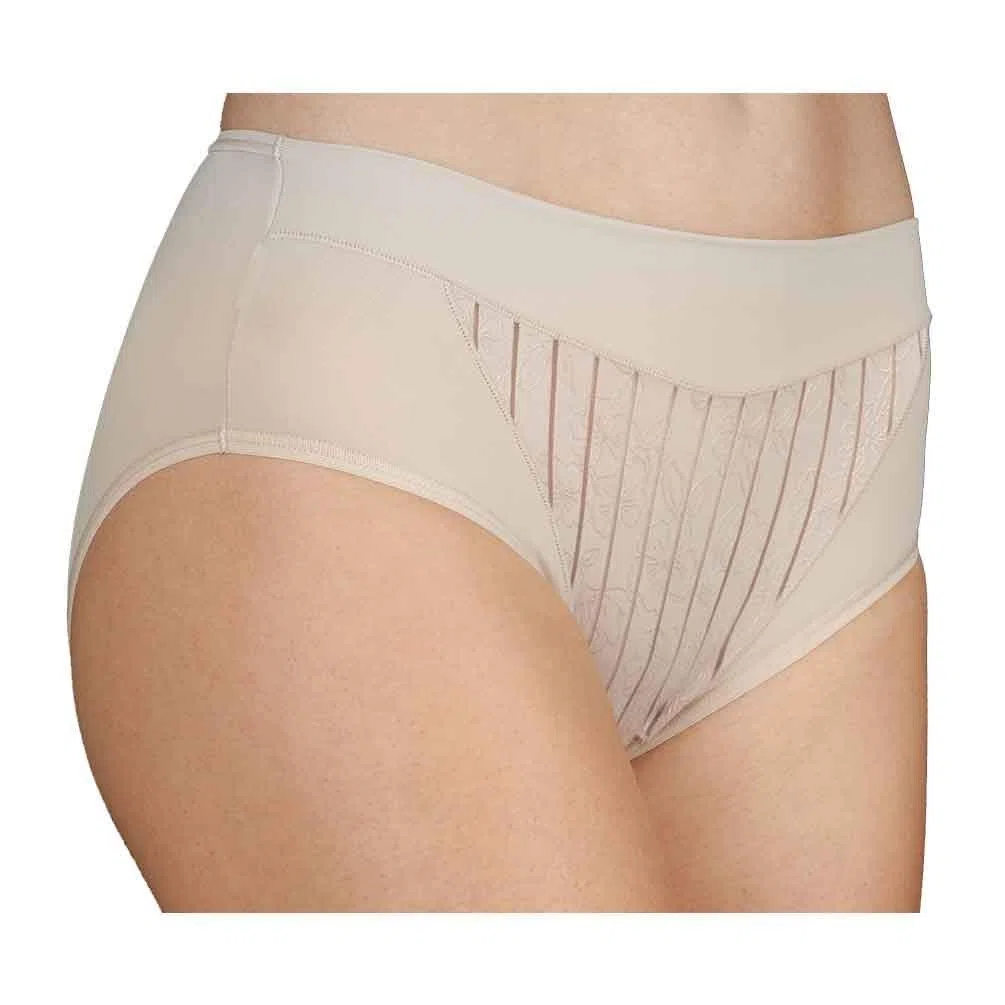Selene, Braga de Mujer Cintura Alta Ligeramente Contenedora, Braguita Efecto Moldeador con Motivo Floral a Rayas, Colección Mariluz