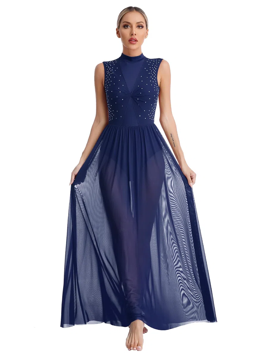 Vestido de Danza Ballet Lírico para Mujer Maillot de Patinaje Artístico Brillante Ropa de Danza Contemporánea