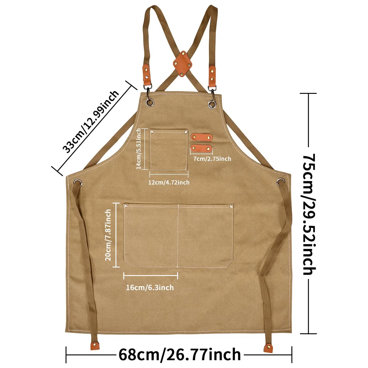 KOOOGEAR Delantal multifuncional de lona, delantal de trabajo, delantal de soldadura, delantal de cocina para barbacoa, cinturón creable, adecuado para cocina, jardín, forja, taller