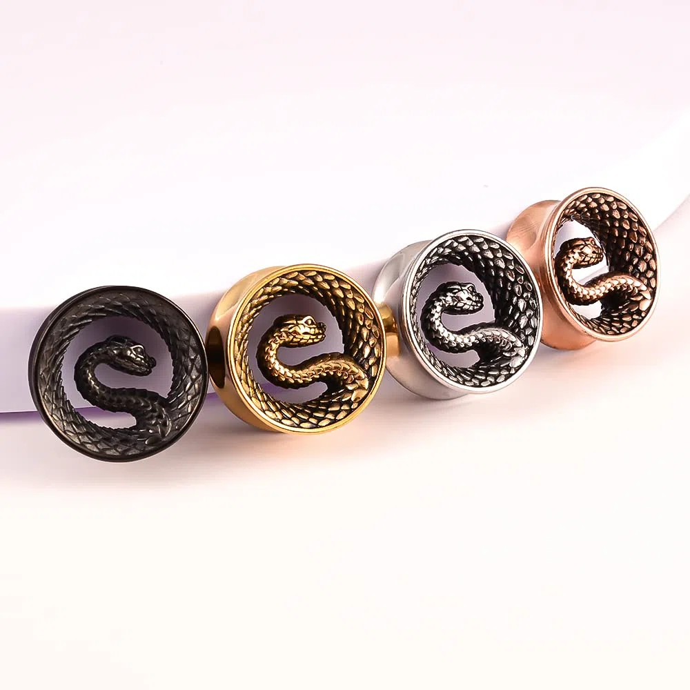 DOEARKO Dilataciones Orejas Tunnel Serpiente Expansores de Oreja de Acero Inoxidable Ear Tunnel Piercing Joyería 8mm-25mm