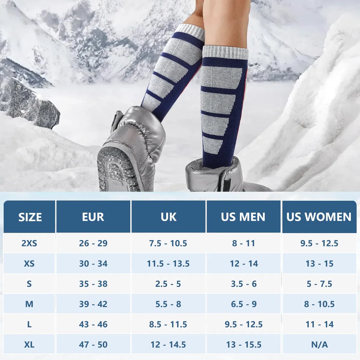Calcetines de lana merino para esquí, para niños y adultos. Ideales para el frío, el esquí, la nieve, el snowboard, el invierno, calcetines calientes sobre la rodilla y actividades invernales.