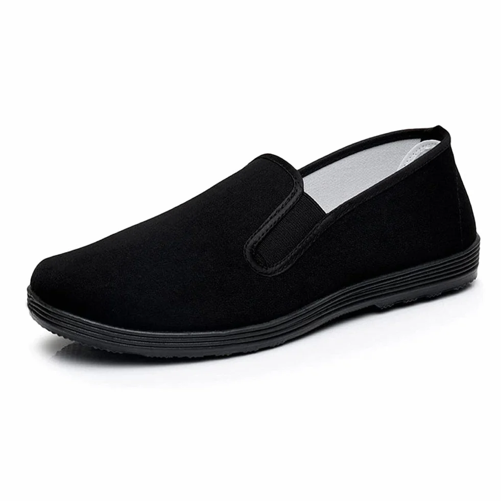 Zapatillas Chinas de Kung Fu de Lona para Artes Marciales, Zapatos de Tai Chi, Suela de Goma, Unisex, Todo Negro