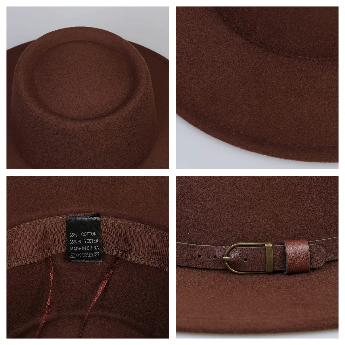 Sombrero de ala ancha vintage Fedora Floppy Sun - Fieltro de lana Playa Princesa Cloche Derby Bowler Iglesia Fiesta Bucket Sombreros