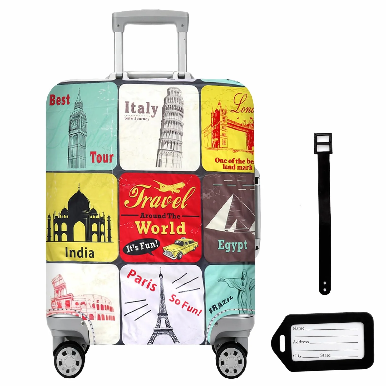 VOSSOT Funda protectora para maleta, elástica, resistente al polvo y a los arañazos, lavable, reutilizable, funda de maleta, funda protectora para maleta, funda de equipaje de 26 a 30 pulgadas