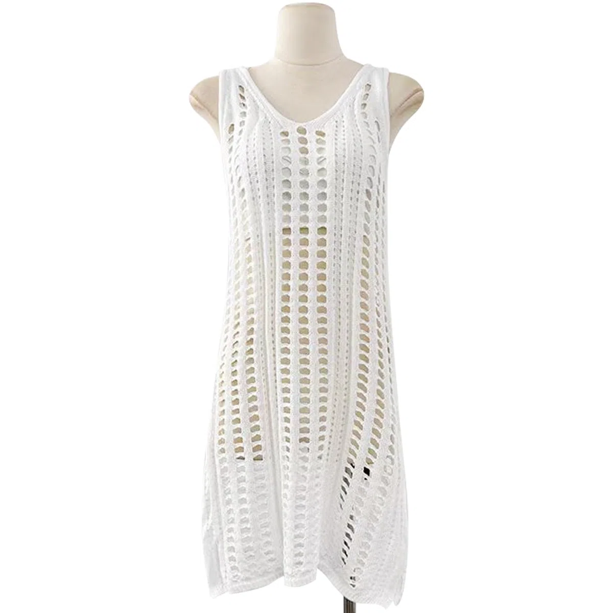 TYXHXTF Traje de Baño Vestido de Baño Bikini Cover up Cubrir Blusa Camisolas Traje, Vestido Playa para Mujer Sin Mangas Cuello, Vestidos Playa, Vestidos Playeros Mujer