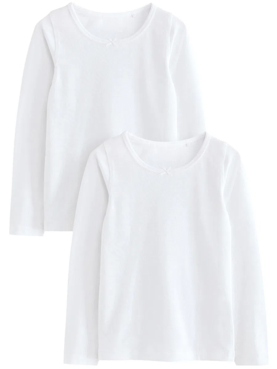 NEXT Niñas Pack de 2 camisetas de manga larga Blanco 9-10 Años