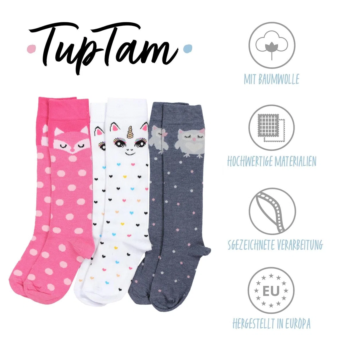 TupTam Calcetines Hasta la Rodilla para Niñas Pack de 3