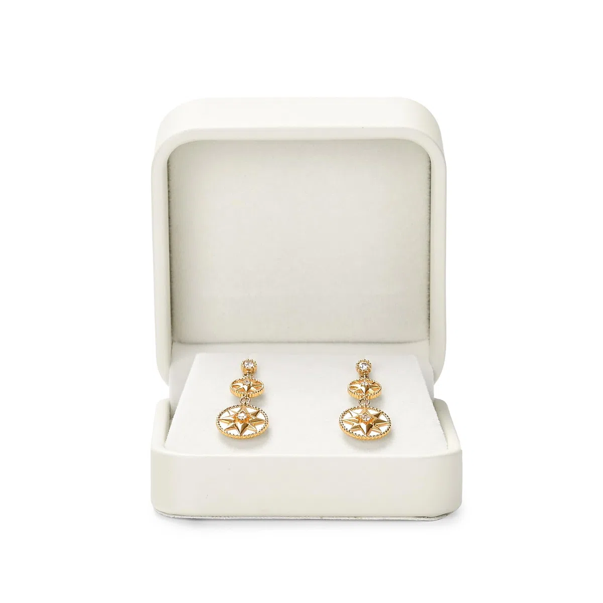 Oirlv Beige Pu Cuero Caja Pendientes,Caja Pendientes Regalo,Earring Box,Para Cumpleaños,San Valentín,Aniversario