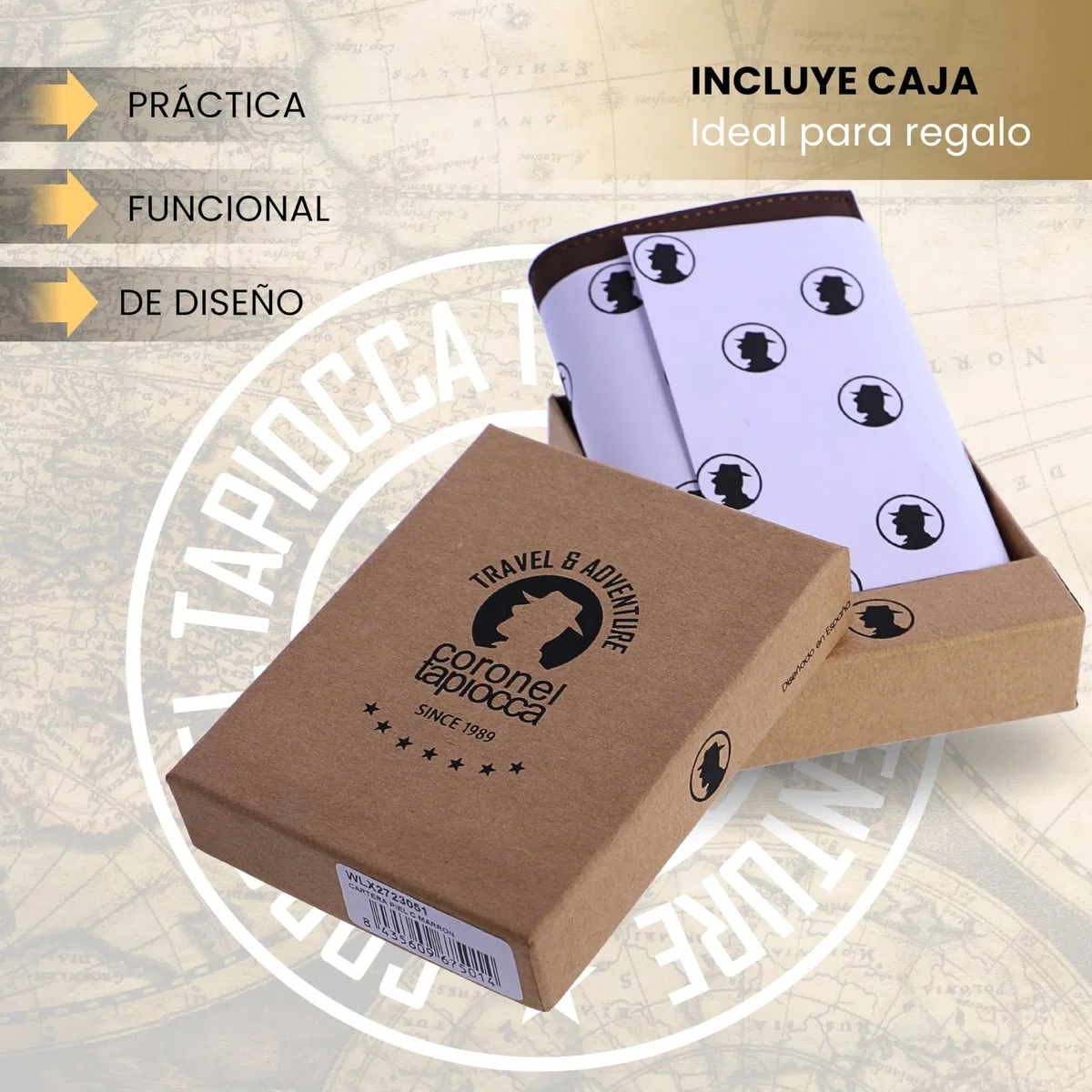 Coronel Tapioca - Carteras para Hombre de Piel - Cartera con Monedero - Monedero Casual - Tarjetero Hombre Gran Capacidad Cierre de Cremallera